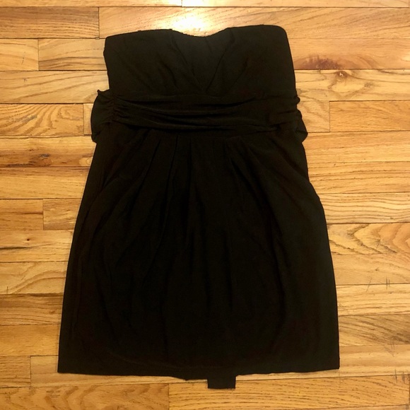 Black strapless sweetheart dress with pockets and tie around waist, Large - Picture 2 of 6